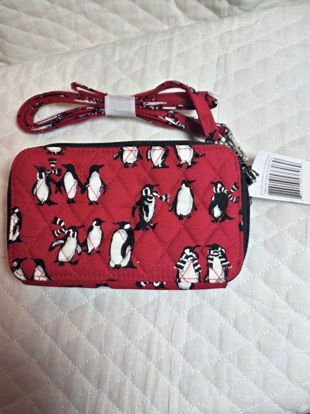 Vera Bradley All in One Crossbody Penguin Print Bag Red & Black NWT